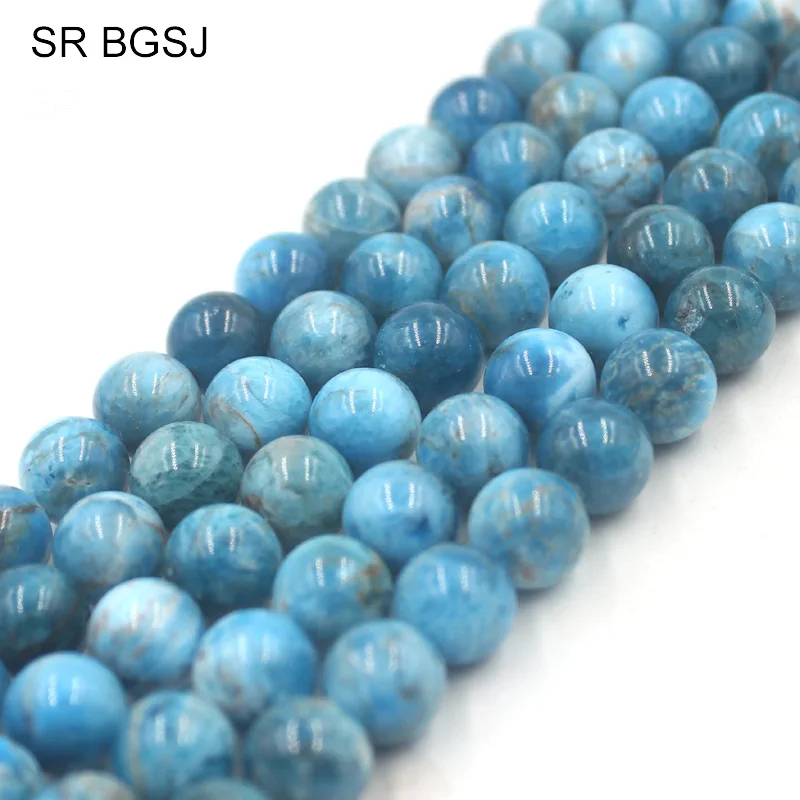 

6mm 8mm 10mm 12mmm Round Blue Apatite Loose Gems Stone Jewelry Making Beads Strand Wholesale 15"