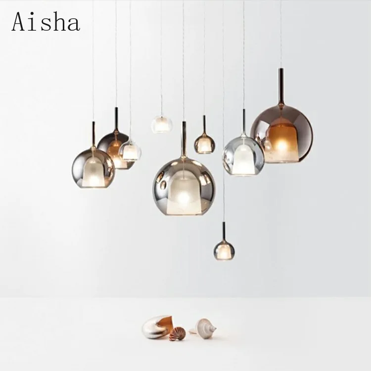 Nordic Bubble Glass Pendant Light Clear/smoky/amber Hanging Lamp for Home Multi-combination Hotel Lobby Decoration Lamps Fixture