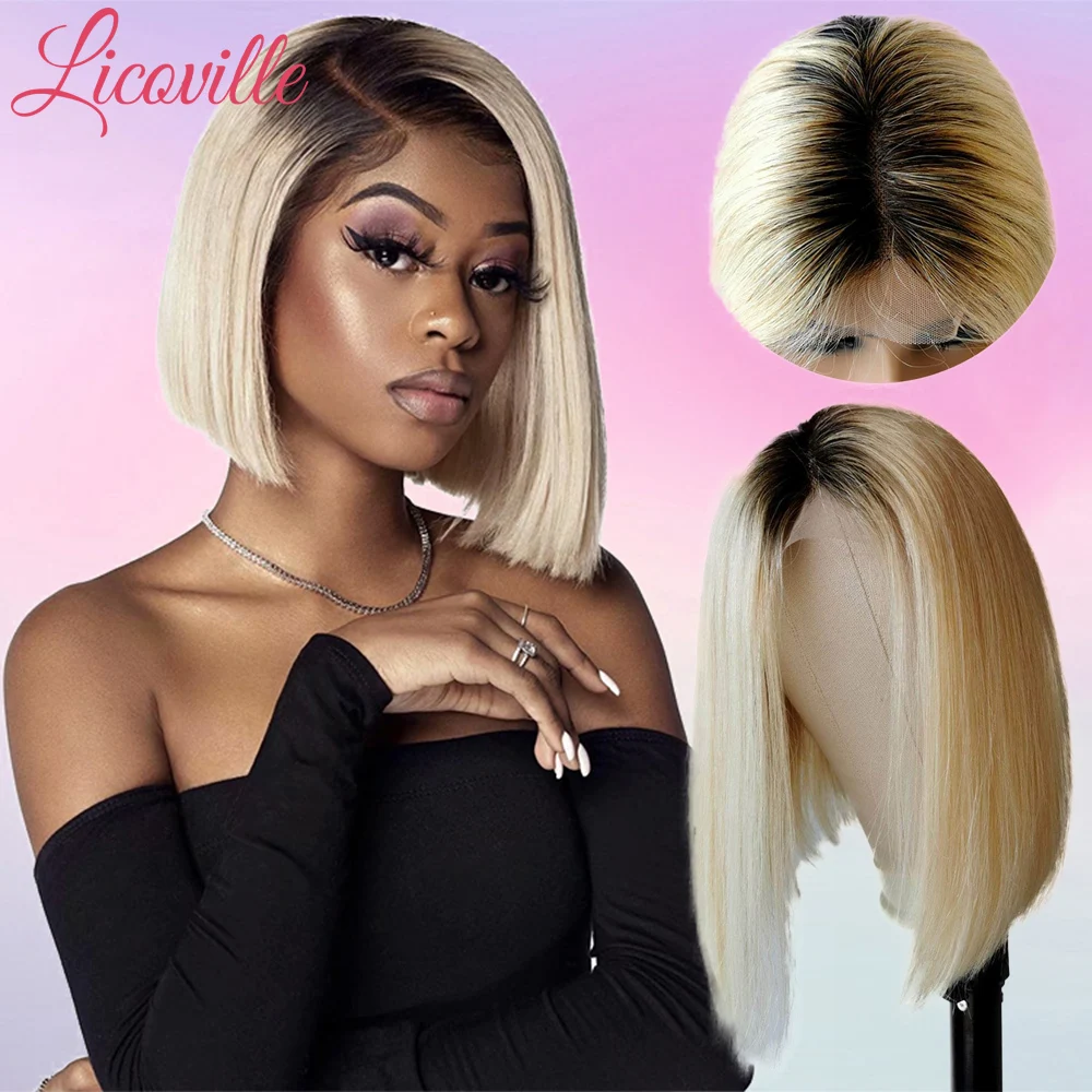 Ombre Blonde Lace Front Wig Tuneful Wigs Ginger Brown Human Hair Brazilian Weaving Straight Bundles 13x4 Princess Closures Bob