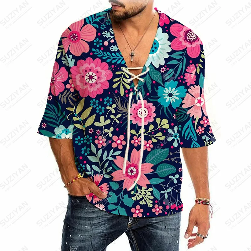 

Men Solid Color Designer Garments Knotted Shirts Shirts For Men Free Knot Shirts For Men Floral Plants Clothing Breathable