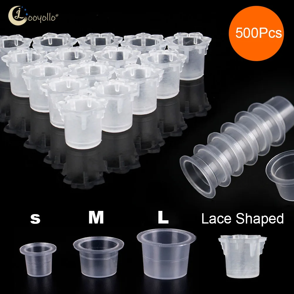 

Wholesale 500Pcs Disposable Tattoo Ink Cups PlasticLace Shaped Makeup Pigment Container Holder Caps Tattoo Accessories Supply
