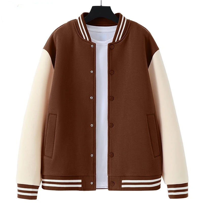 Baseball jacket men's matching color autumn and winter trend 100 matching stand-up collar jacket winter plus velvet jacket