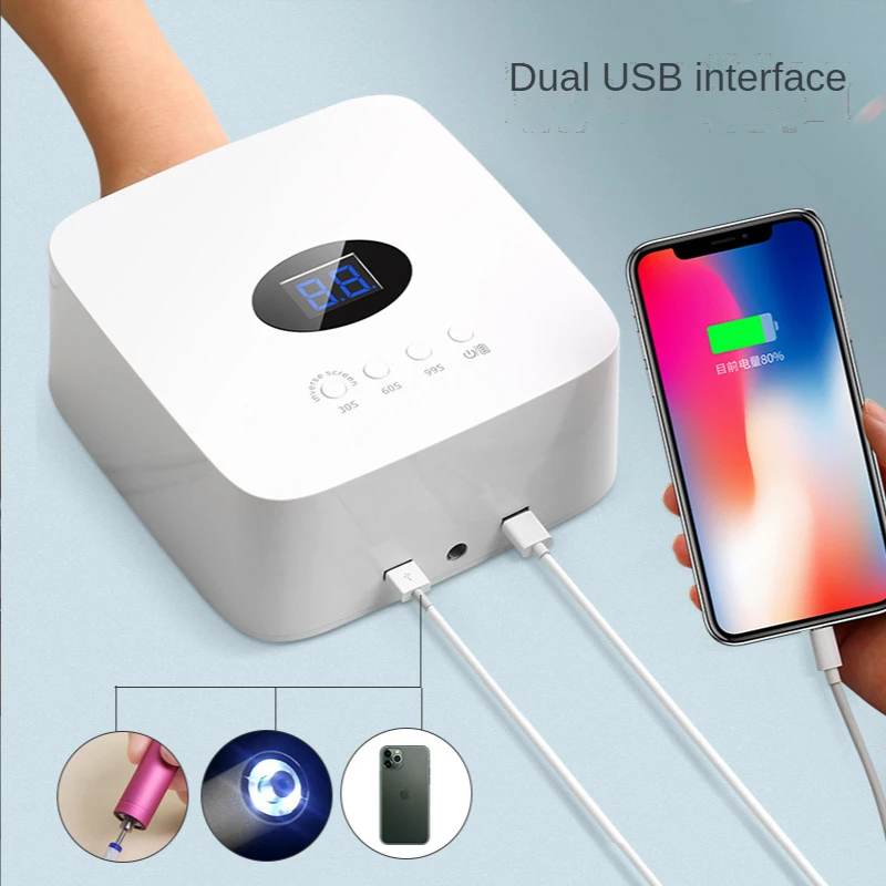 54W LED Nail Lamp Electric Storage Type Nail Dryer Drying Curing Gel Polish with Timer Portable Wireless charging Manicure Tools