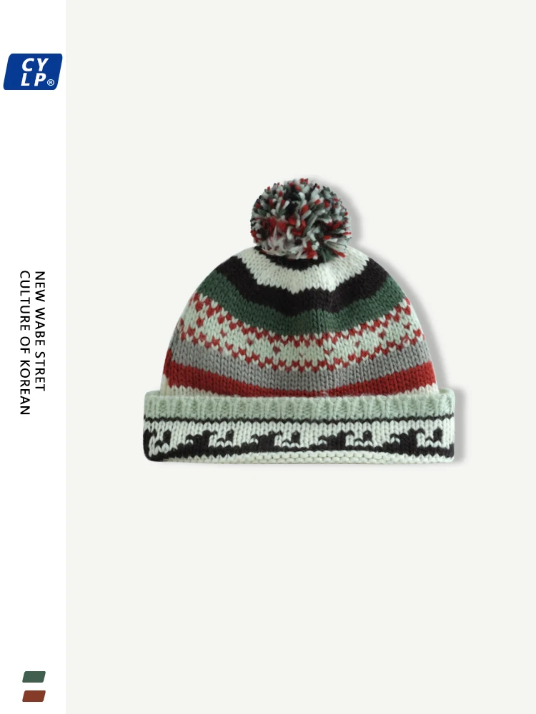 Новинка Осень-зима 2024 Модная вязаная шапка в полоску женская теплая Милая