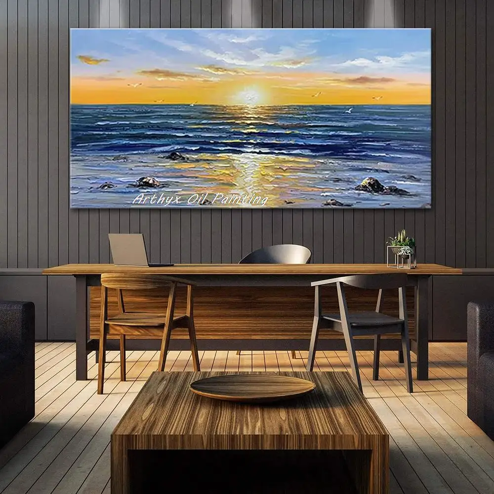 Arthyx ручная роспись восход солнца пейзаж картина маслом на холсте работа