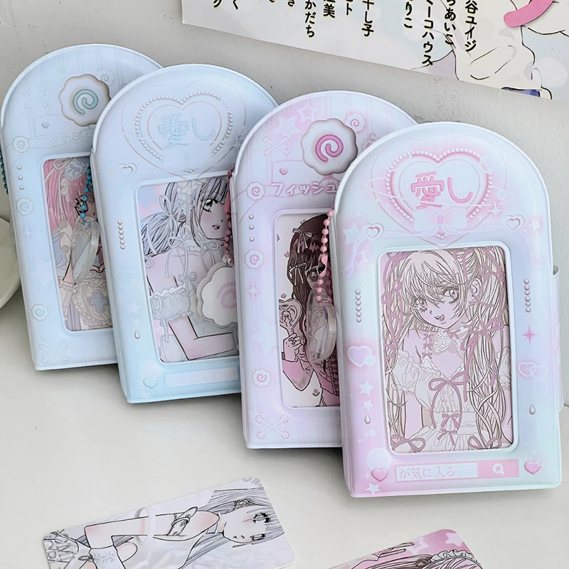 Голубой розовый полый фотоальбом 3 дюйма Kpop Idol держатель для фотокарт мультяшный