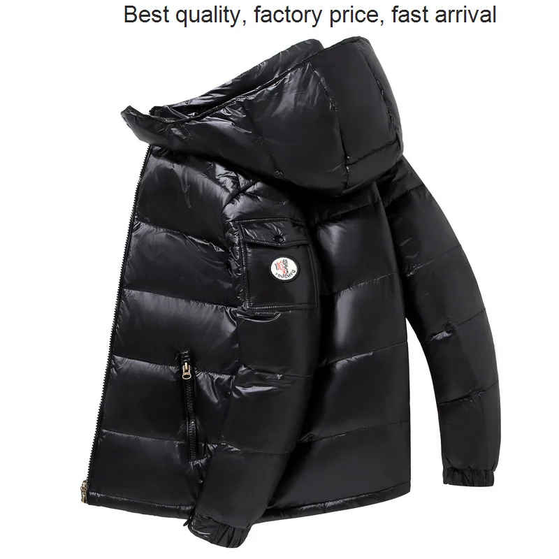 High quality luxury brand Shiny Winter Hood White Duck Down Brand Removable Hat Parka Men's Coat Thermal Jacket Men 2008