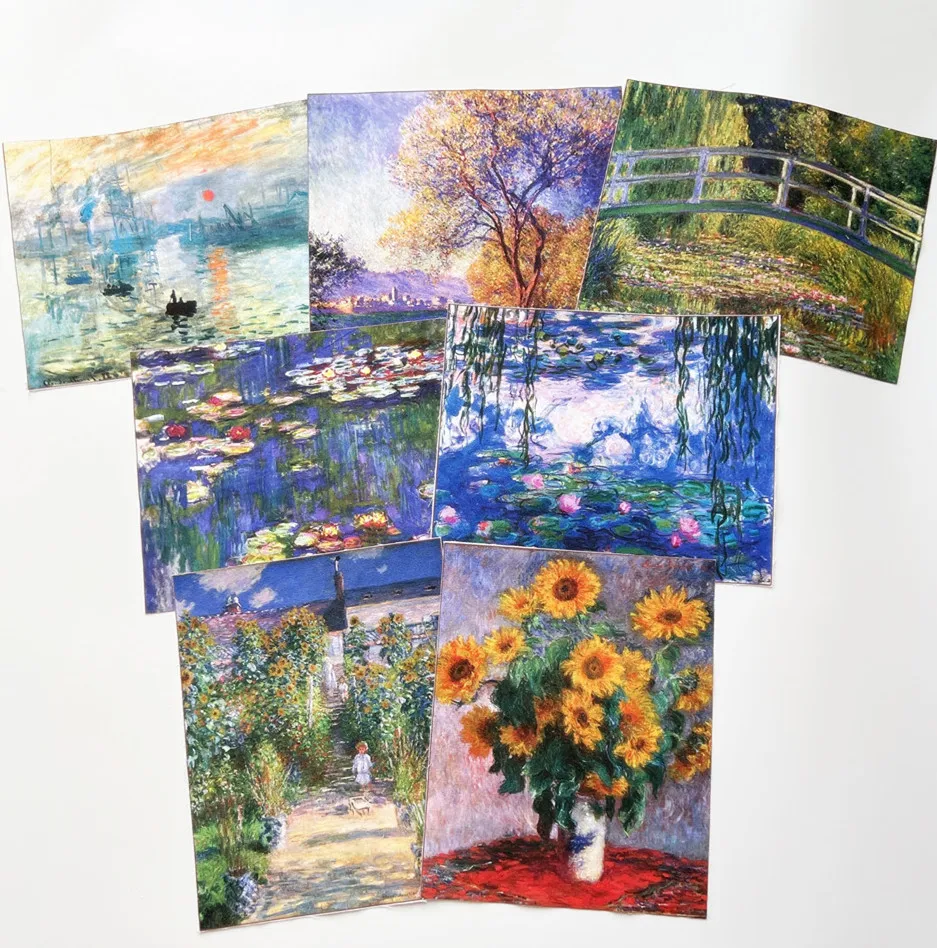 7 шт./лот 20X25 см знаменитая картина маслом водяные лилии хлопковая ткань Canva