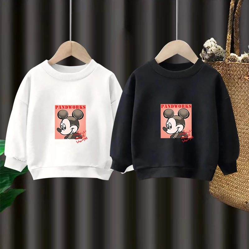 

Disney Mickey Mouse Print Round Neck Sweatshirts Children's Fashion Kawaii Clothing New for Autumn and Winter 2023 Pullovers