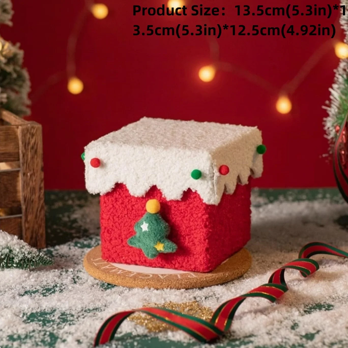 

Рождественская подарочная коробка с оленями и елкой