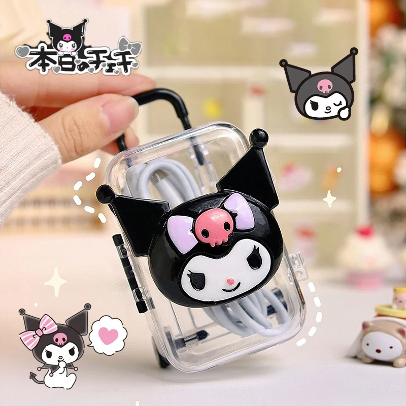 

Sanrio Kuromi чемодан коробка для хранения Kawaii MyMelody аниме милые офисные настольные наушники Data Line Flash игрушки для вождения для девушек подарки