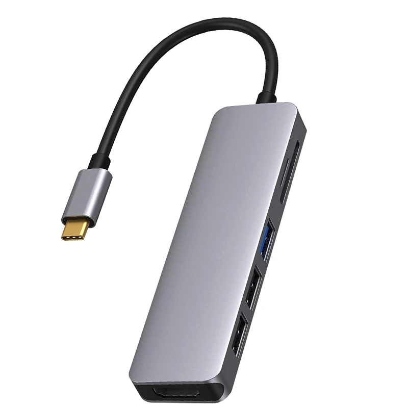 

USB C Hub HDMI-совместимый адаптер для Pro, Φ to HDMI-совместимый кардридер SD / TF и 2 порта USB