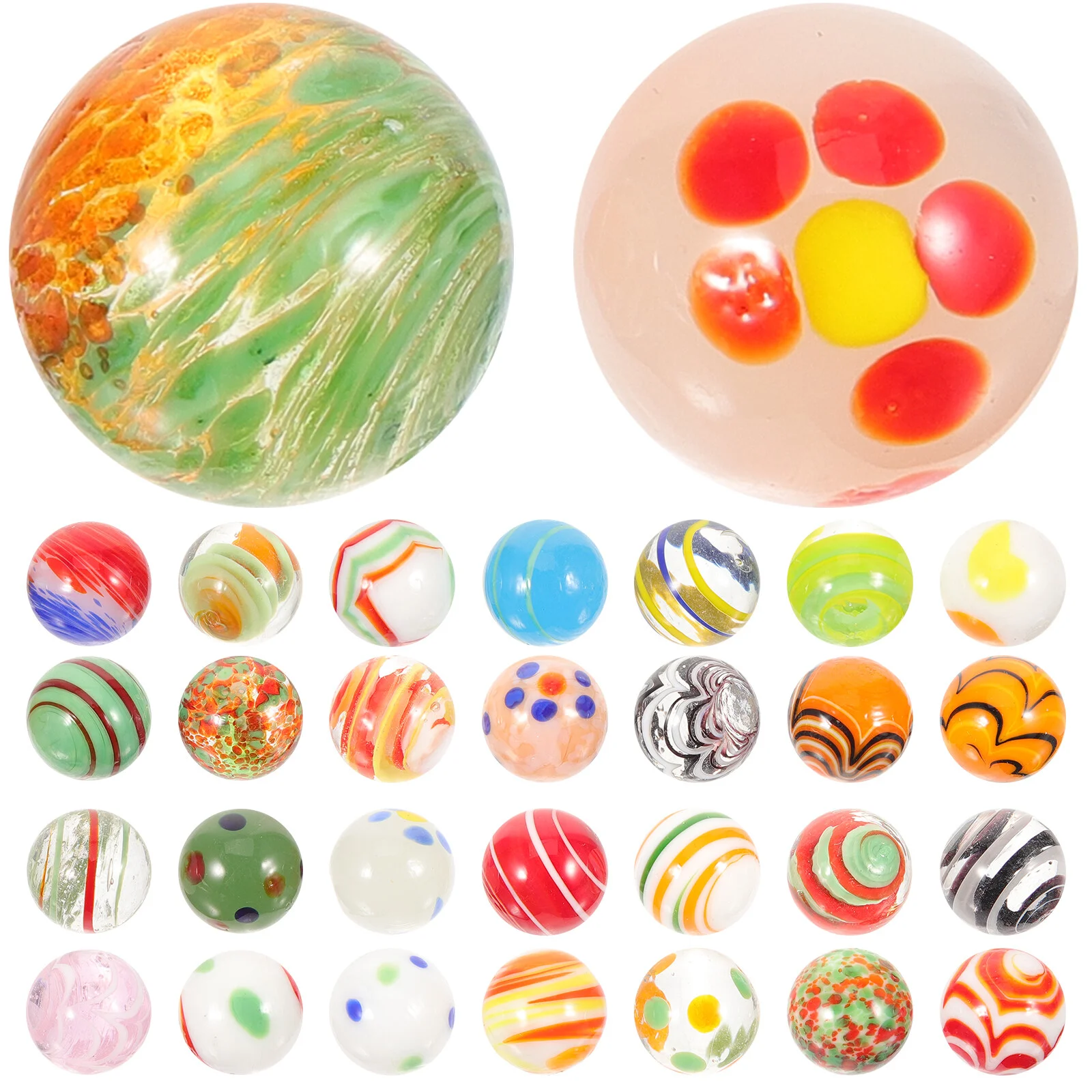 

30 Pcs Handmade Glass Ball Large Marbles Kids Playthings Toy's Fish Tank Decors Decorative Balls Game Child Bulk Crafts