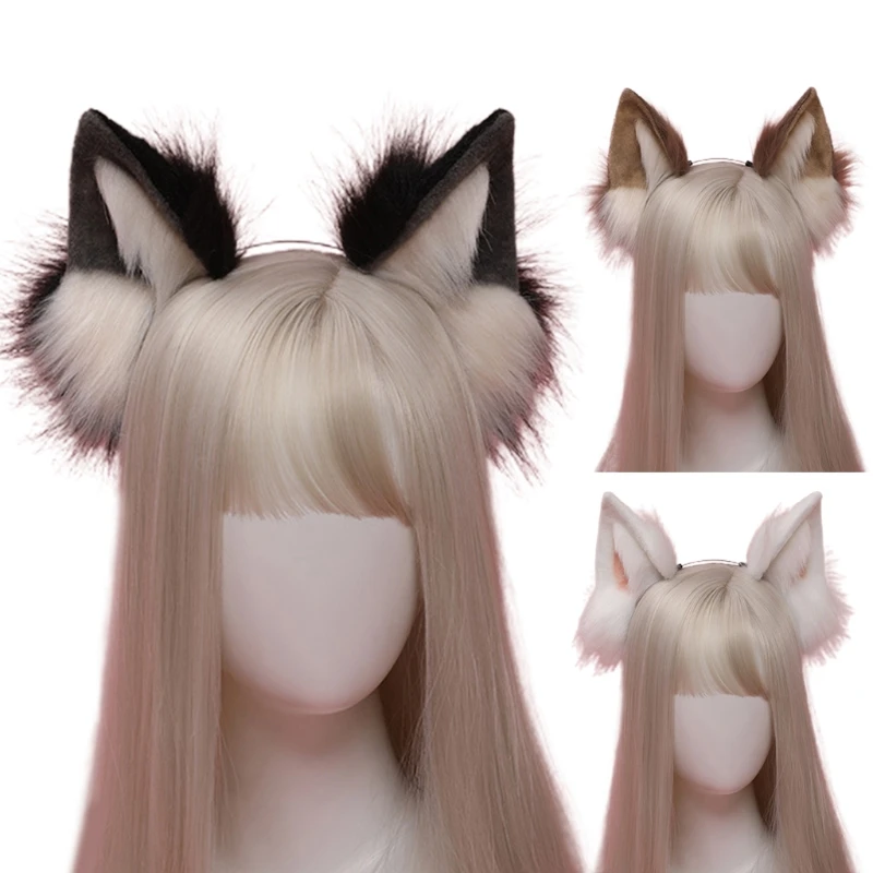 

Plush Hair Hoop Dog Ears Headwear Furry Hairband Cute Headpiece Anime Fancy Dress Cosplay Accessories