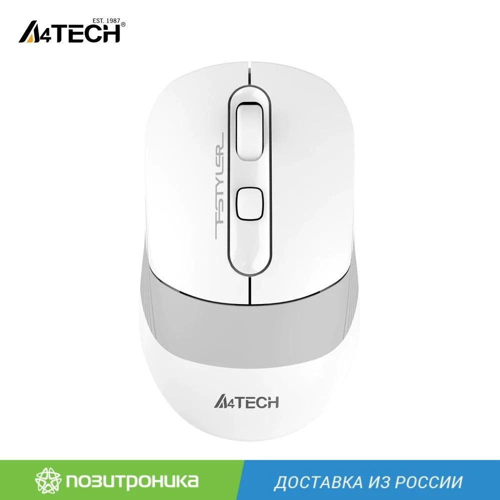 Мышь A4TECH Fstyler FB10C оптическая беспроводная USB белый и серый |