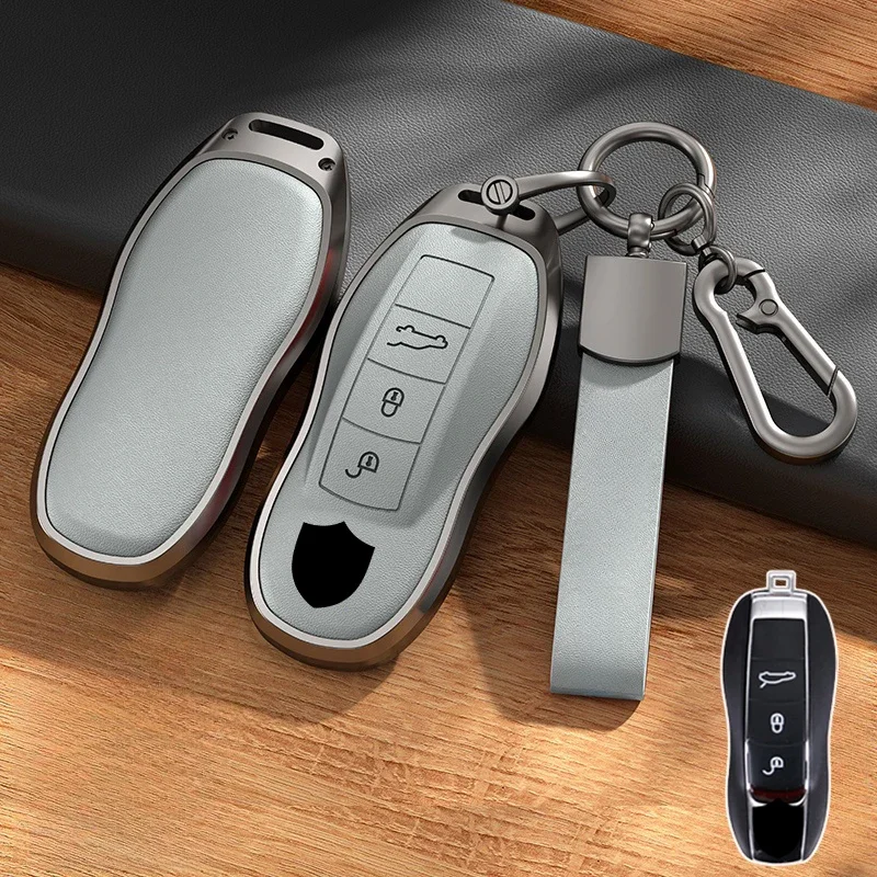 Кожаный Автомобильный смарт-брелок из алюминиевого сплава чехол для Porsche Cayenne