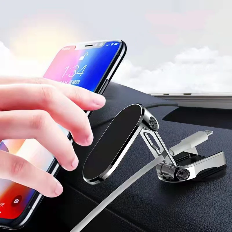 Supporto magnetico pieghevole per telefono da auto per telefoni magnetici Magsafe staffa di navigazione per pannello strumenti per auto per iPhone 14 13 12