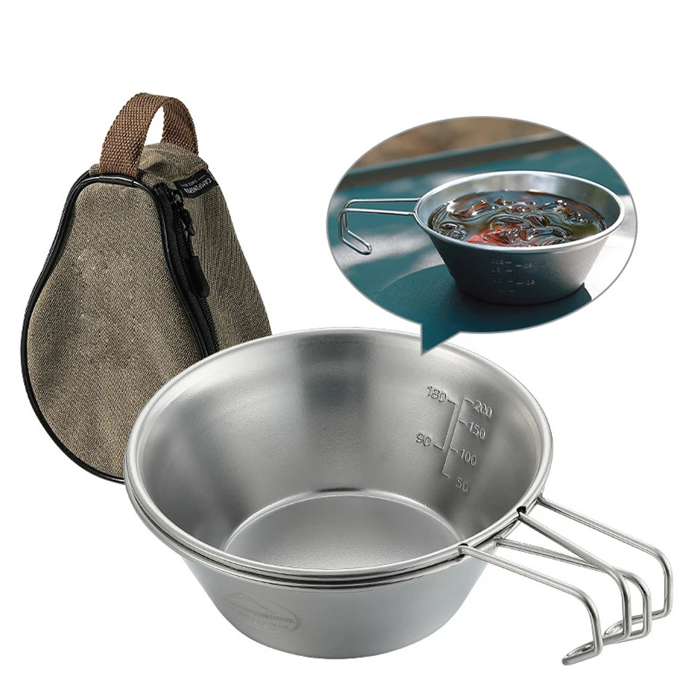 

310ml Stainless Steel Sierra Bowl Outdoor Picnic Tableware Portable Picnic Barbecue Camping Cups With Storage Bag CAMPINGMOON