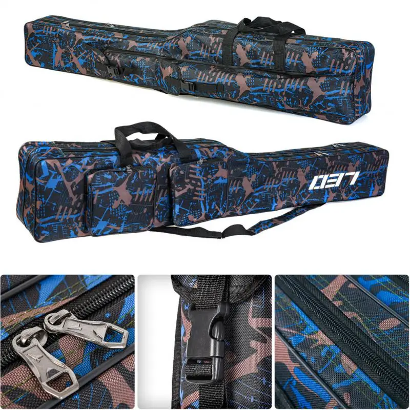 

Collapsible Oxford Cloth Fishing Rod Bag Double Layer Knife Shaped Big Belly Fishing Gear Pouch Zipped Case Fishing Tackle Bags