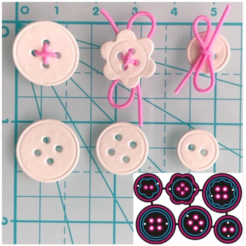 

6 Piece Button Metal Cutting Die Dies DIY Scrapbook Album Paper Card Template Die Embossing Decoration
