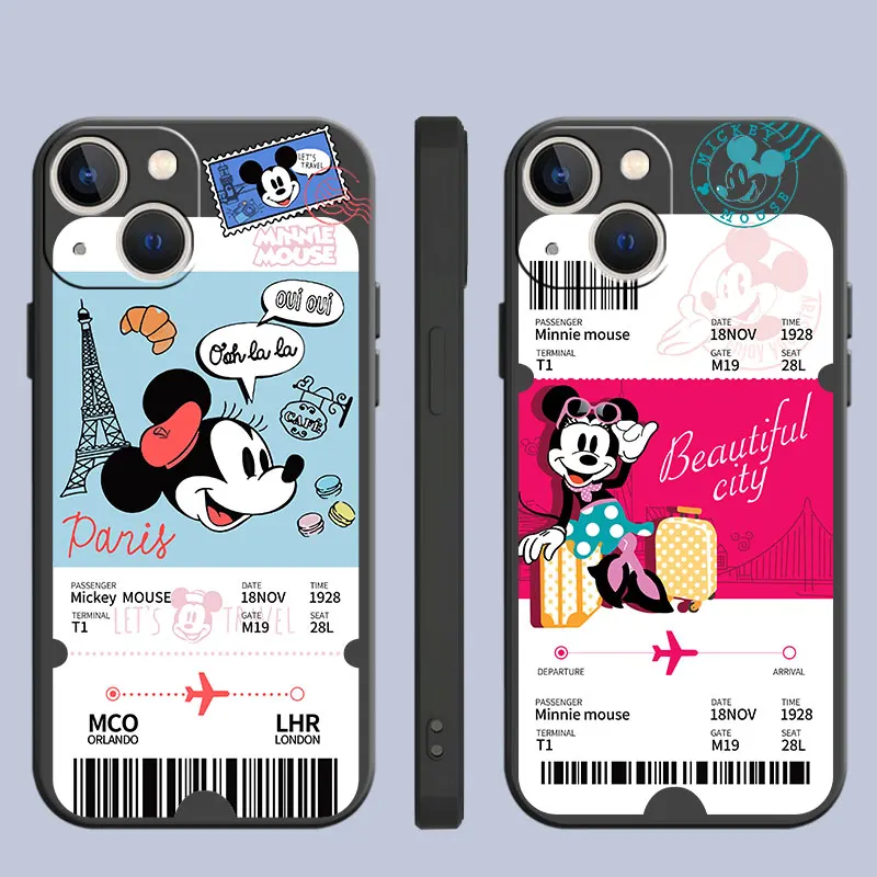 

Case For Apple iPhone 14 13 11 12 Pro 7 XR X XS Max 8 Plus 6 6S SE 2022 Black Soft Phone Funda Fashion Cartoon Mickey Minne