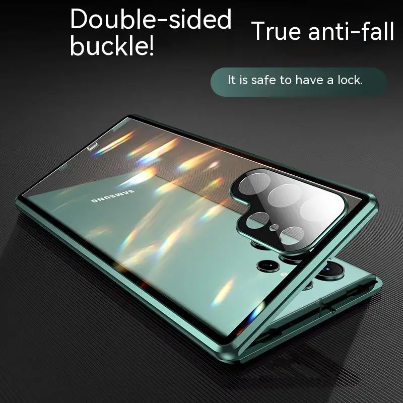 Metal Magnetic MagSafe Case For Samsung Galaxy S23 S22 S21 Ultra Note20 360° Full Surround Screen HD Glass Protection Cover