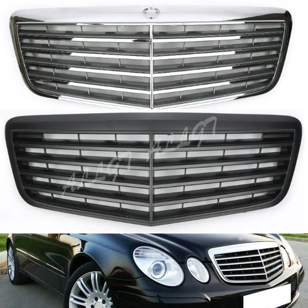 

Передний решетчатый бампер для Mercedes-Benz E-Class W211 E200 E240 E280 E320 2007 2008 2009 черный серебристый