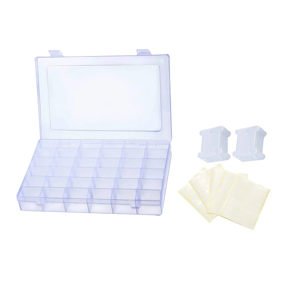 

Clear Organizer Box Embroidery Floss Kit Bead Storage Box Embroidery Floss Bobbins Case DIY Cross Decals Embroidery Floss Winder