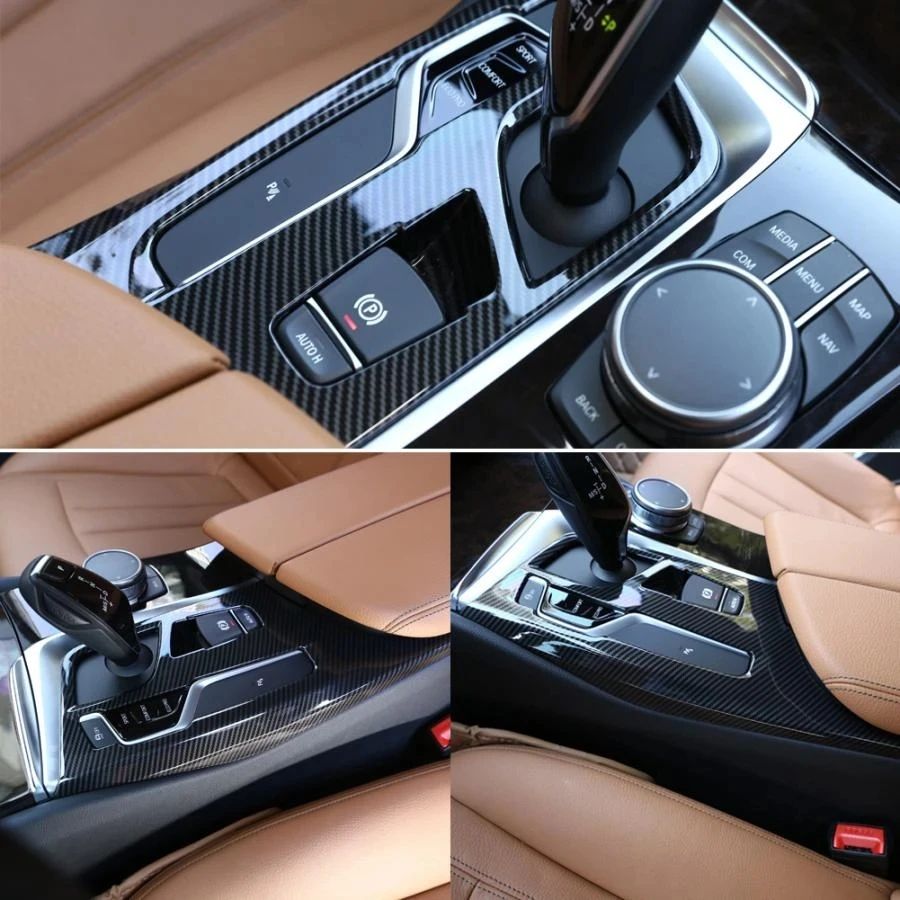 

Стильная ABS пластиковая Автомобильная центральная консоль из углеродного волокна, отделка для BMW 5 серии G30 2017-2018, автомобильная наклейка