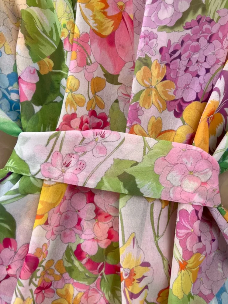 Женский богемный костюм из юбки с цветочным принтом топ рукавами-фонариками и