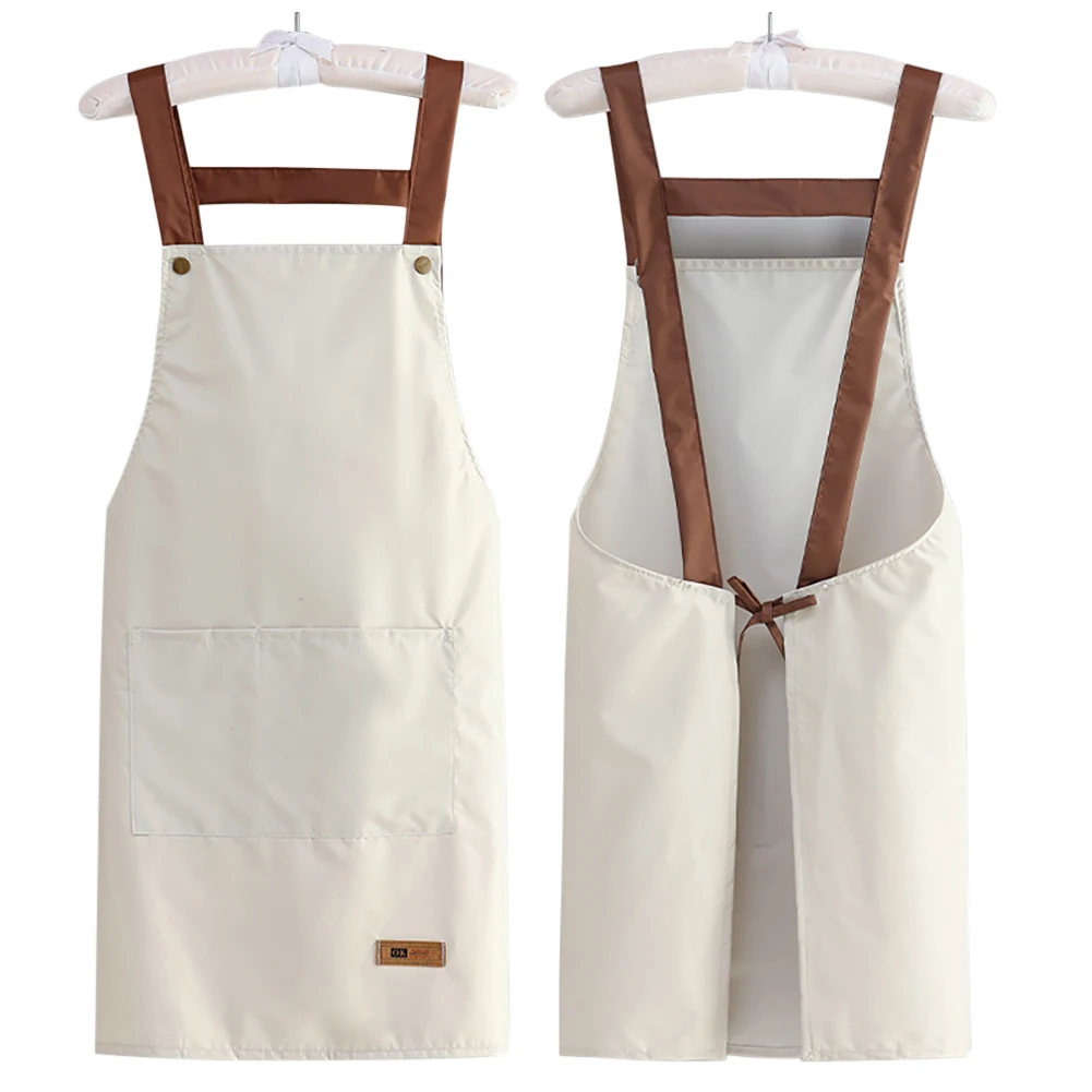 

New Home Clean Apron Adjustable Waterproof Oil-proof With Front Pockets For Restaurants Coffee Shops Baking Shops Kitchen