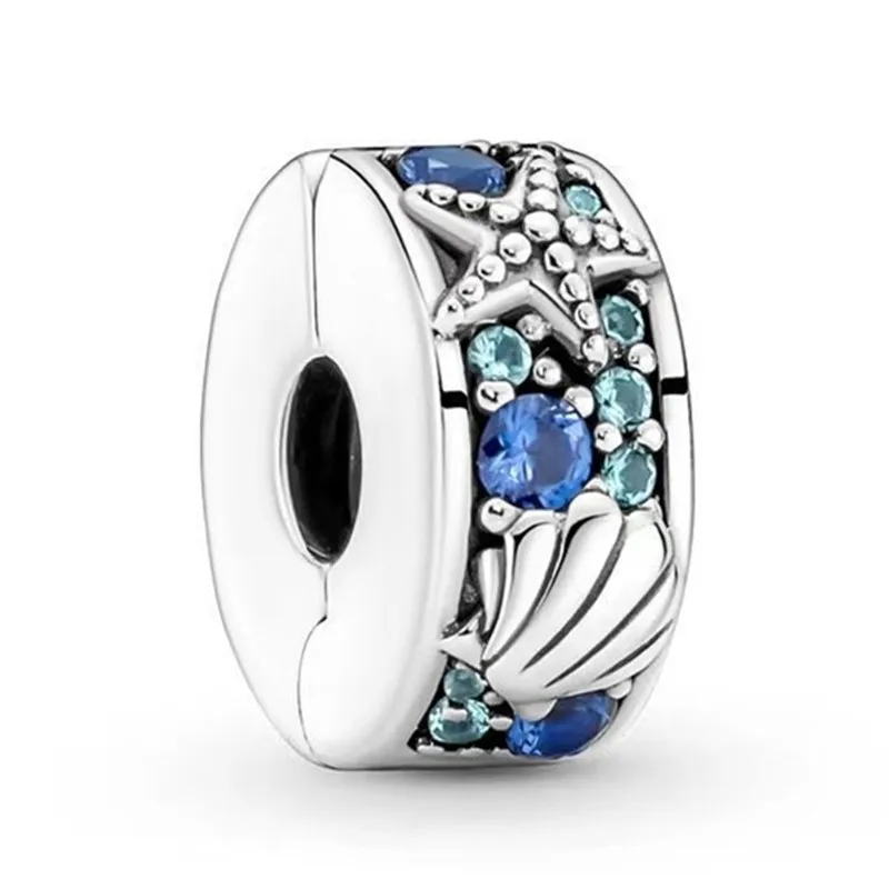 

Authentic 925 Sterling Silver Moments Tropical Starfish & Shell Clip Charm Bead Fit Pandora Bracelet & Necklace Jewelry