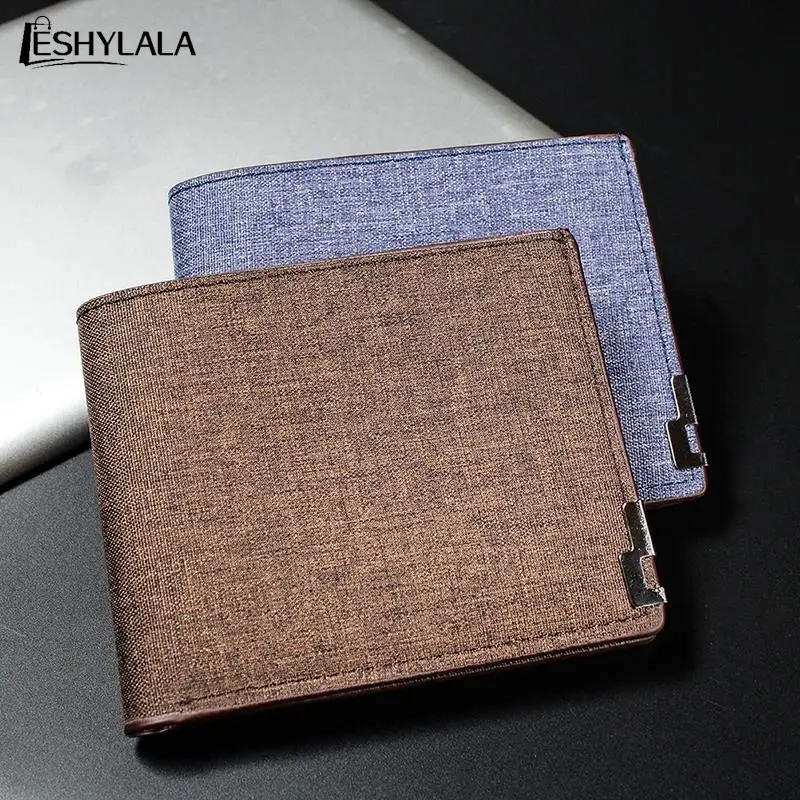 Denim Wallets Purses Men Women Inserts Business Foldable Cowhide Wallet With Coin Pocket Short Wallets Small Zipper Walet Purse