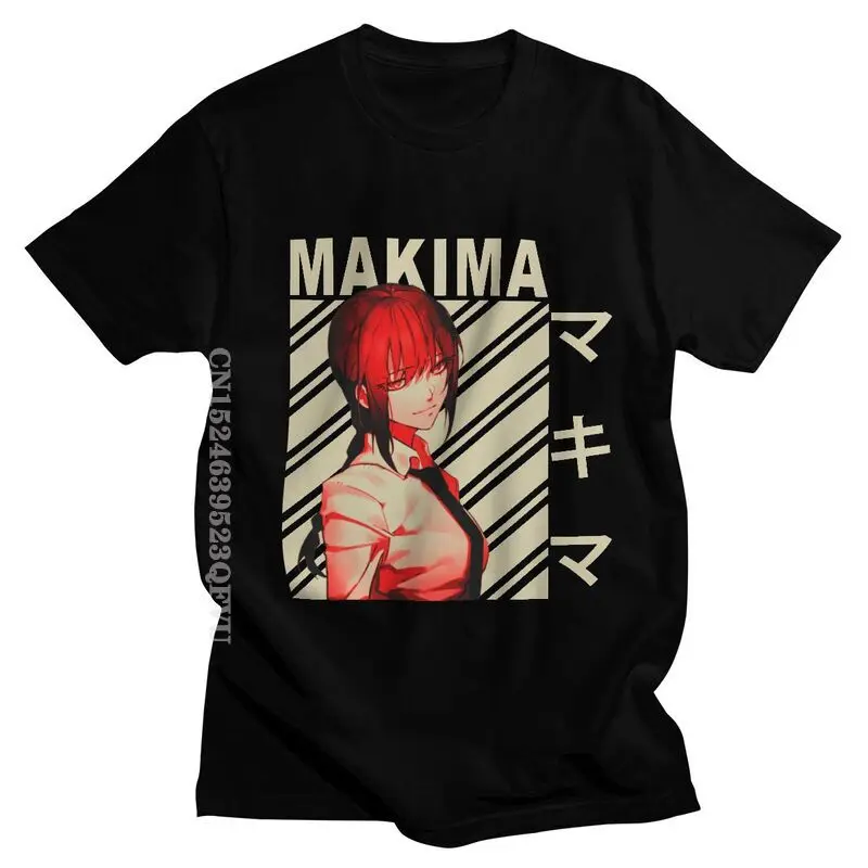 Chainsaw Man Makima Tshirts Men Oversized Cotton Tee Anime Manga Tshirt Streetwear Men Fashion T Shirt Clothing