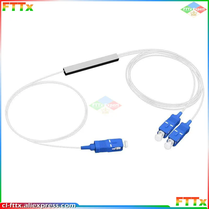 Free Shipping 10 PCS/Lot PLC Splitter 1x2 0.9mm Steel Tube Fiber Optic Mini Blockless 1*2 SC/UPC Connector Fiber Splitter
