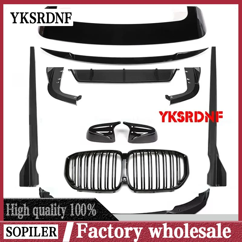For BMW X5 G05 X5M 2019-2023 High Quality ABS Black Front Lip Rear Diffuser Body Side Skirt Kit Spoiler Grill Rearview