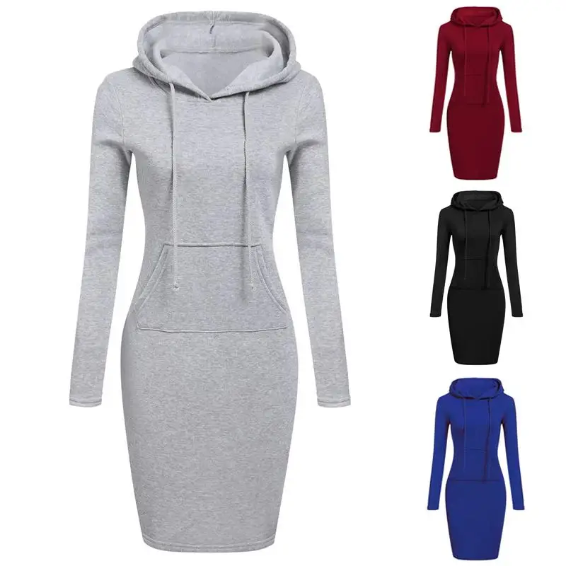 

Женское длинное платье с длинным рукавом, Повседневное платье с капюшоном и карманами, свитшот, топ, женская одежда, пуловер, весна-осень 2022