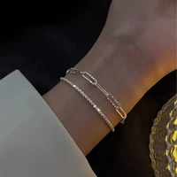 simple shiny silver hollow square bracelet for women sparkling elegant anklet bracelet 2022 new fashion jewelry party gifts