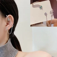 925 silver needle stud earrings korean fashion retro geometry rhinestones zircon snake womens party earrings ear clip gift