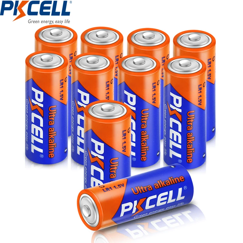 10 шт. PKCELL 1,5 В LR1 щелочная батарея N Размер AM5 MN9100 910A первичные сухие батареи для игрушек, динамиков, Bluetooth, плееров, MP3