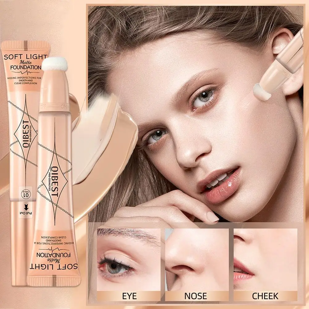 

4 Colors Liquid Foundation Sponge Head BB Cream Concealer Matte Base Primer Waterproof Lasting Oil-control Moisturizing Cosmetic