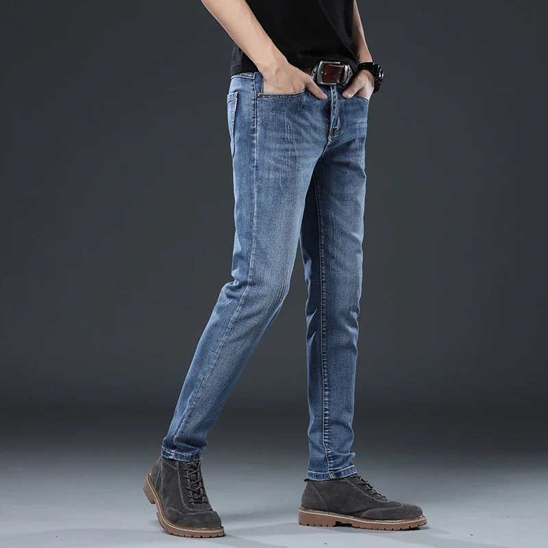 Thoshine Brand Spring Summer Autumn Men Jeans Skinny Fit Fashion Comfortable Denim Pants Slim Fit Cowboy Elastic Trousers
