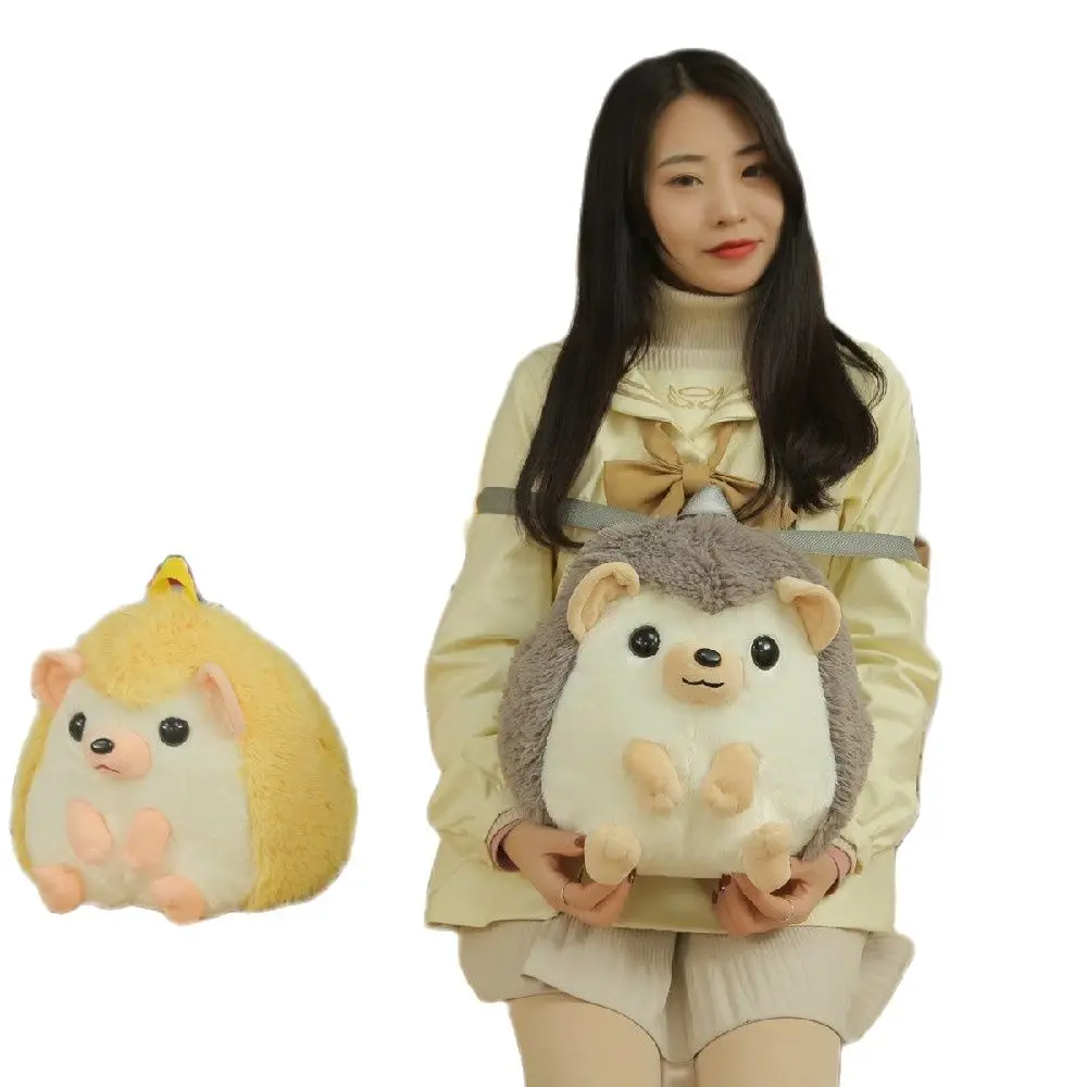 

Kawaii Simulation Plush Backpack Stuffed Animal Hedgehog Toys Knapsack for Kids Cartoon School-bags for Girl Shopping in Free