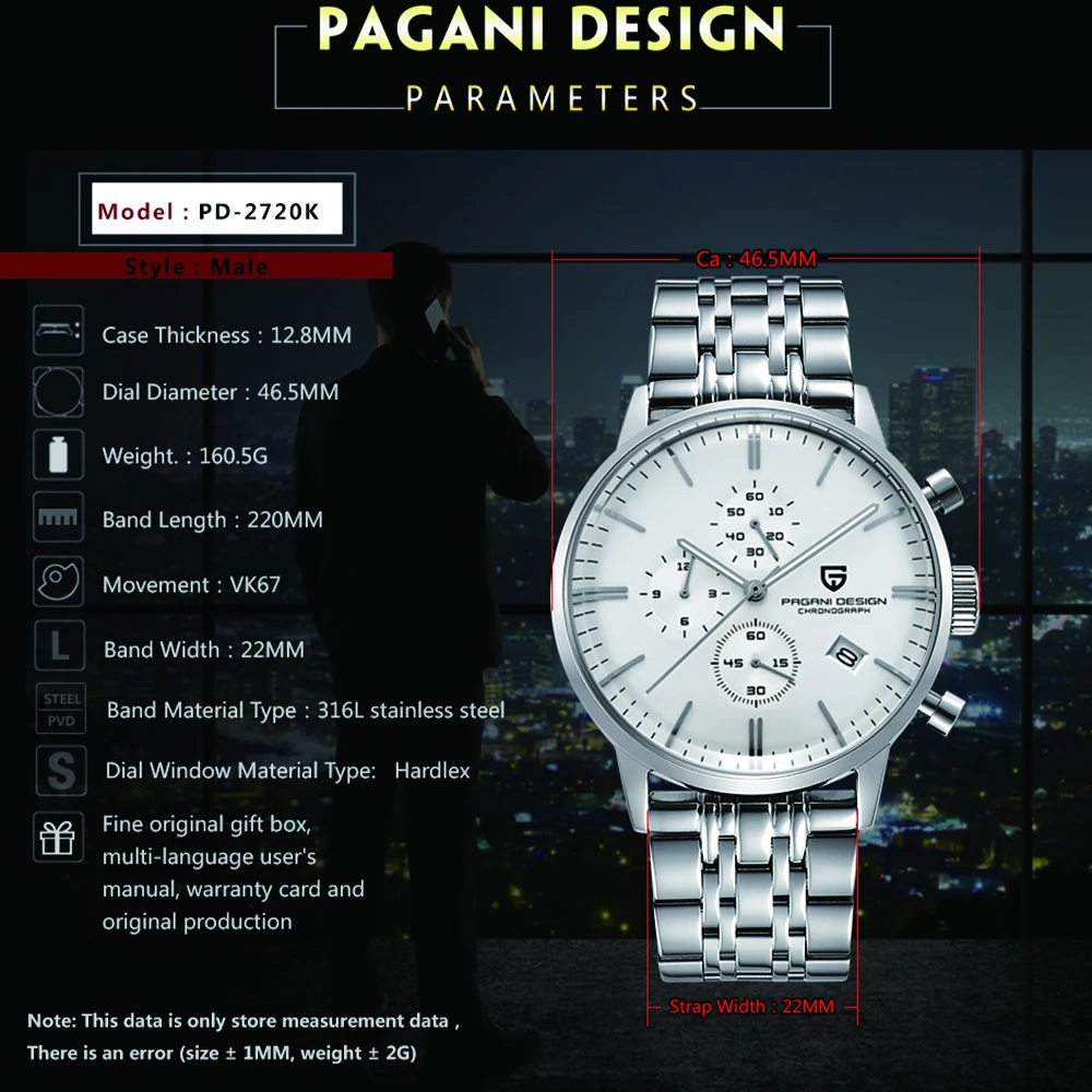 PAGANI DESIGN 2023 NEW Men Quartz Watch Top Brand Luxury Chronograph Stopwatch Waterproof Original For reloj hombre
