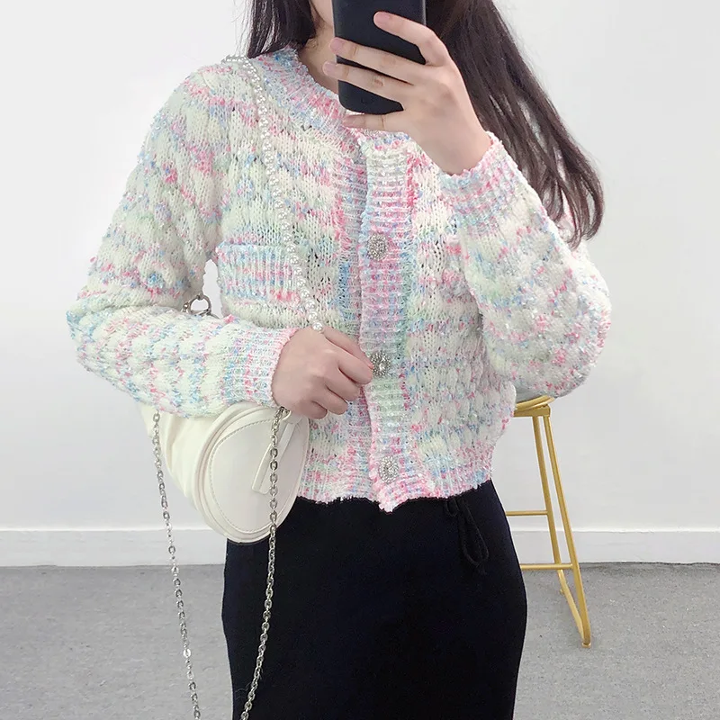 

Женский трикотажный свитер, Повседневная Верхняя одежда с длинными рукавами и карманами на одной пуговице, модель T3230 на весну