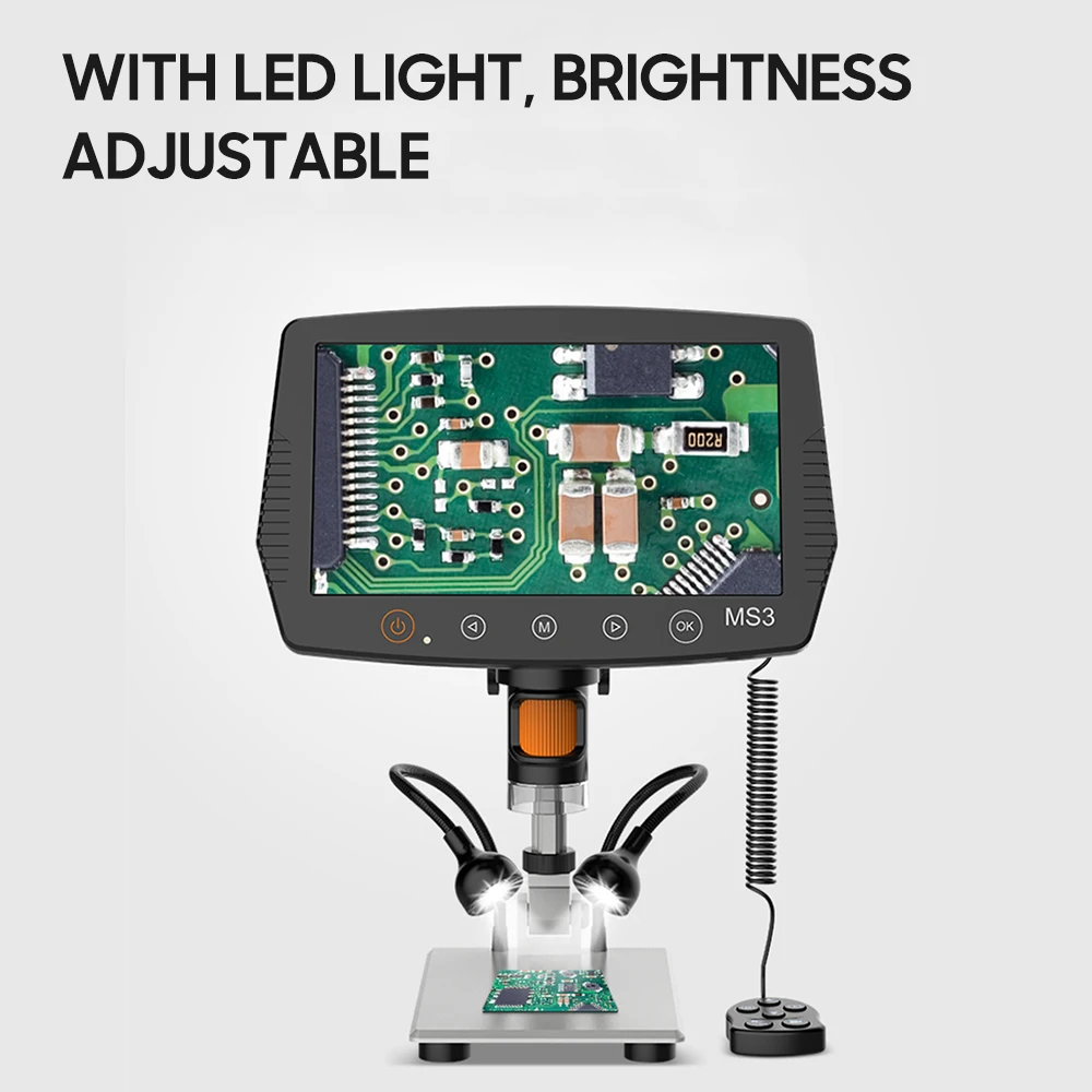 

9-inch LCD Screen Video Microscope Support 32GB TF Card 1000X Microscope and Telescope 1080P with Remote Control Alloy Stand