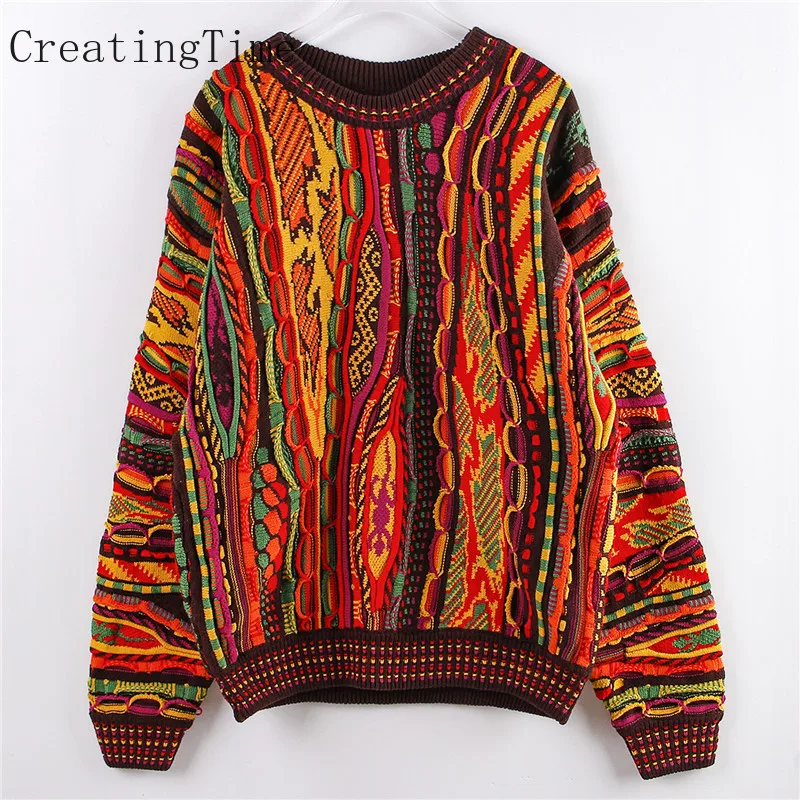 National Style Stripe Korean Women Knitted Sweater Pullover 2022 Autumn New Multicolor Round Collar Casual Fashion Tops LH609