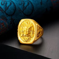 18k yellow gold rings for men gold three dimensional dragon domineering shaped finger ring wedding engagement fine jewelry gifts