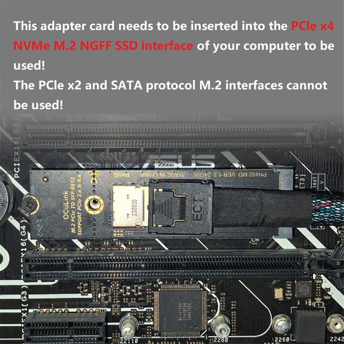 Адаптер M.2 NVMe PCIe для Oculink Женский адаптер Mkey Nvme к фото NVME U.2 U.3 SSD