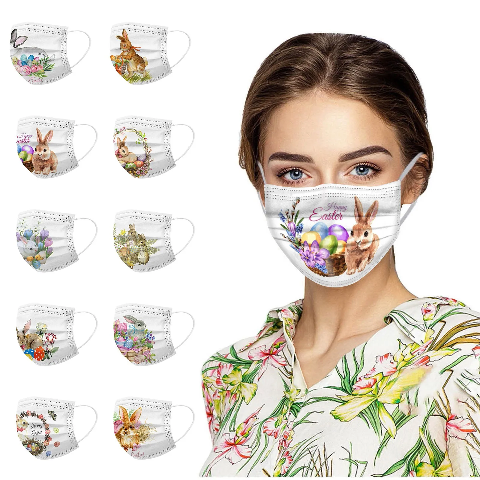 Маска одноразовая для взрослых монохромная защитная маска с пасхальным принтом